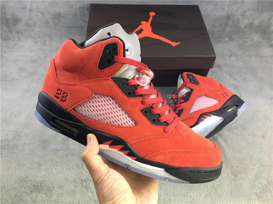 2021 Air Jordan 5 Raging Bull Red Black Shoes